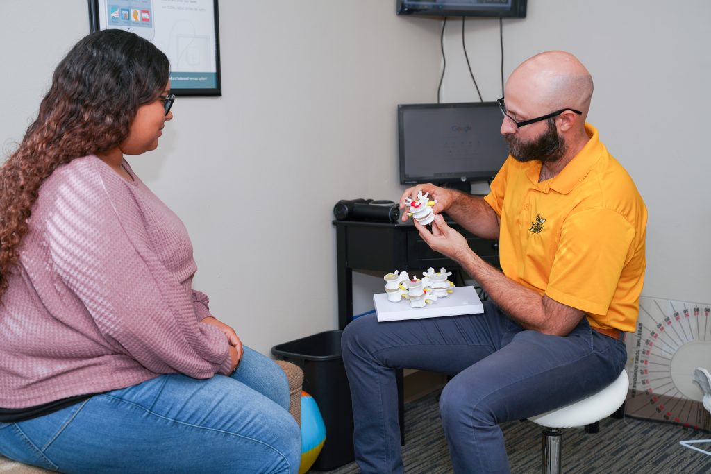 Doctor and patient in clinic explaining treatment