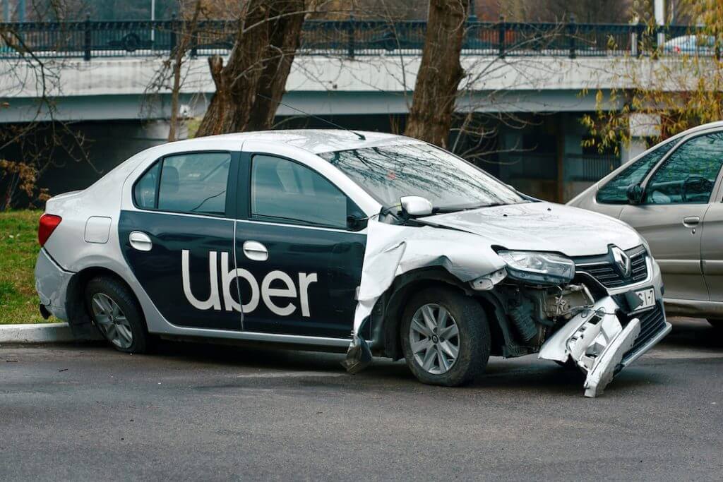 Vista Uber car crash scene